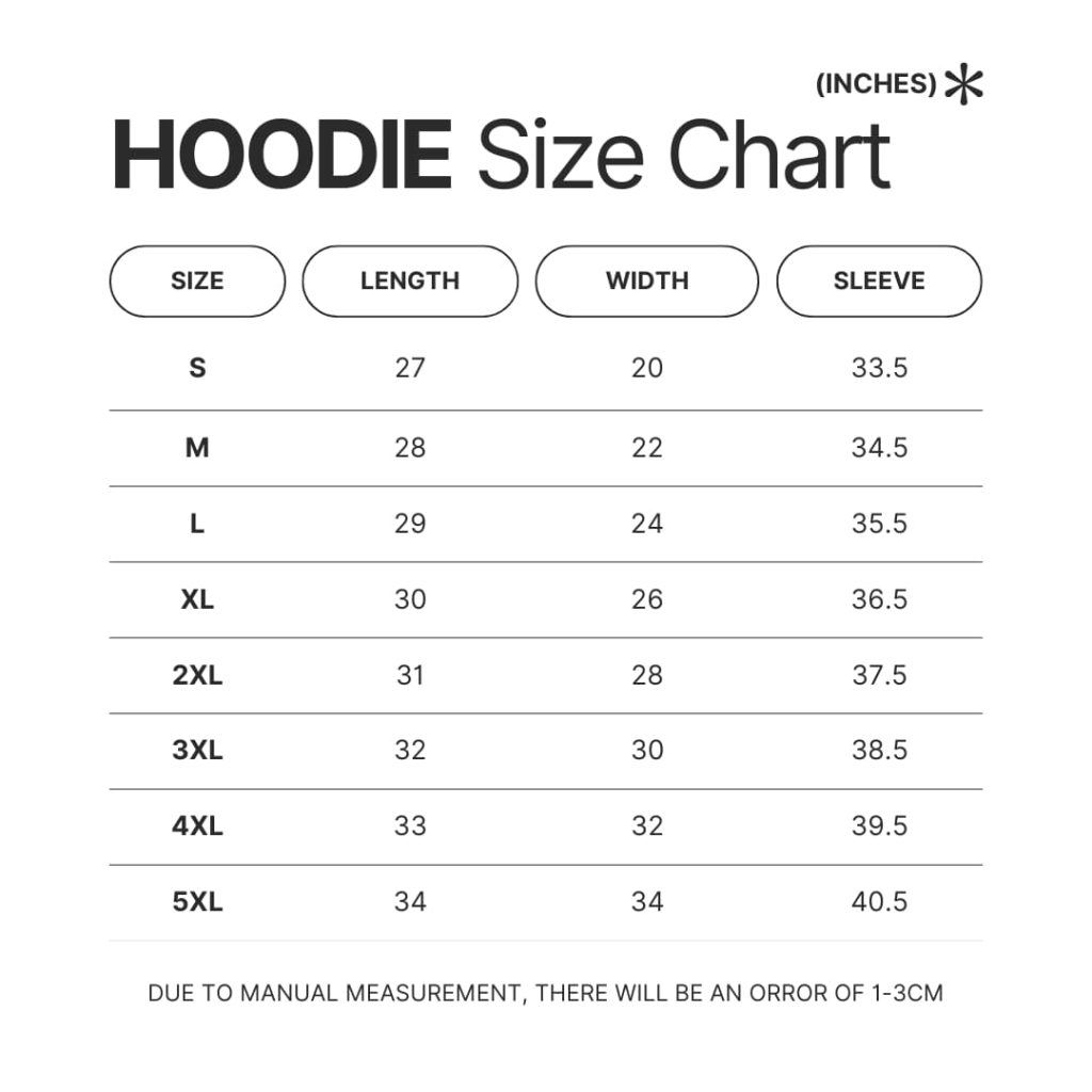 Hoodie Size Chart - Pantera Band Store