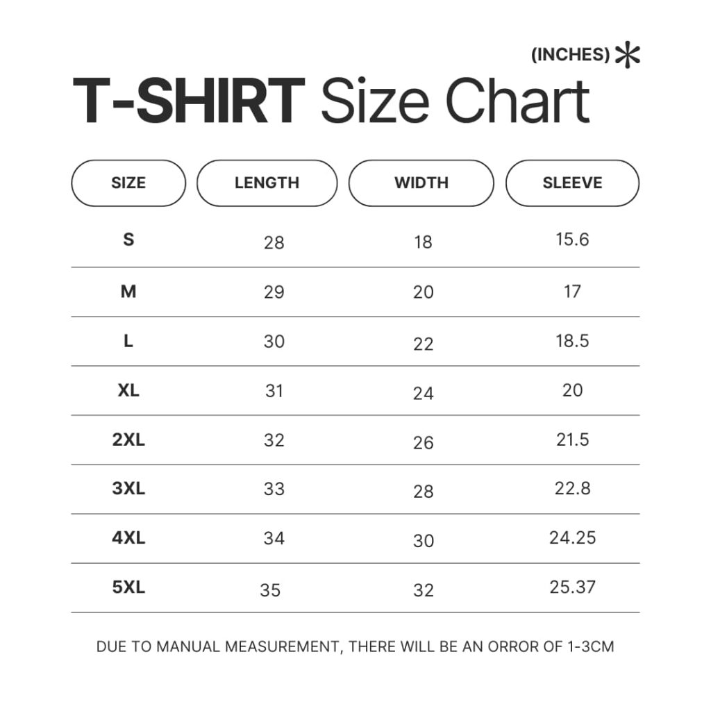 T shirt Size Chart - Pantera Band Store