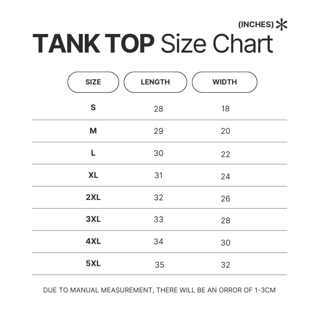 Tank Top Size Chart - Pantera Band Store