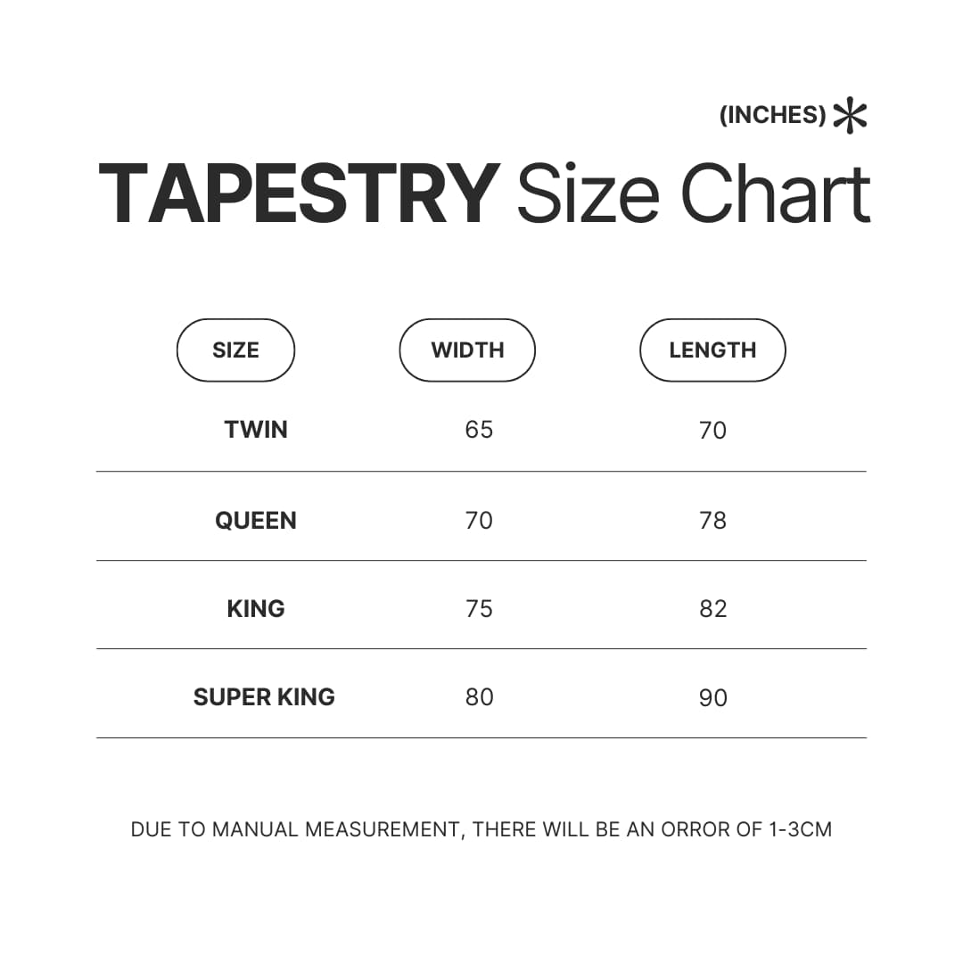 Tapestry Size Chart - Pantera Band Store