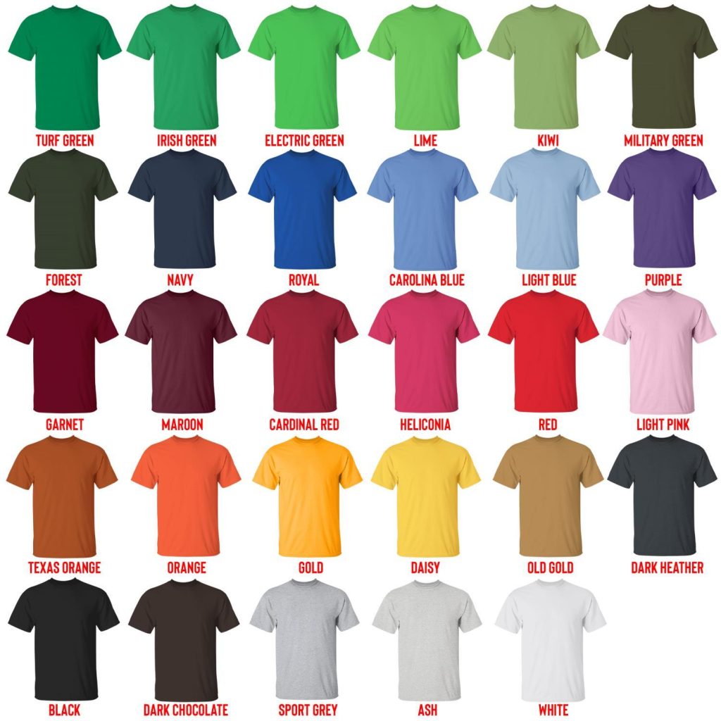 t shirt color chart - Pantera Band Store